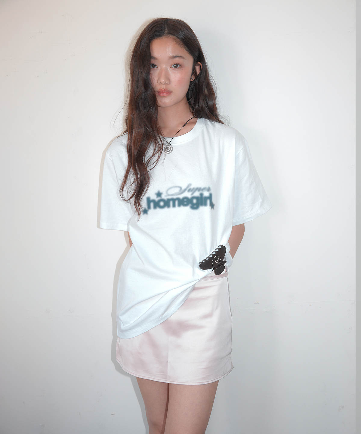 홈바디띵즈(HOMEBODY THINGS) Belted Satin Mini Skort (BLUSH PINK)
