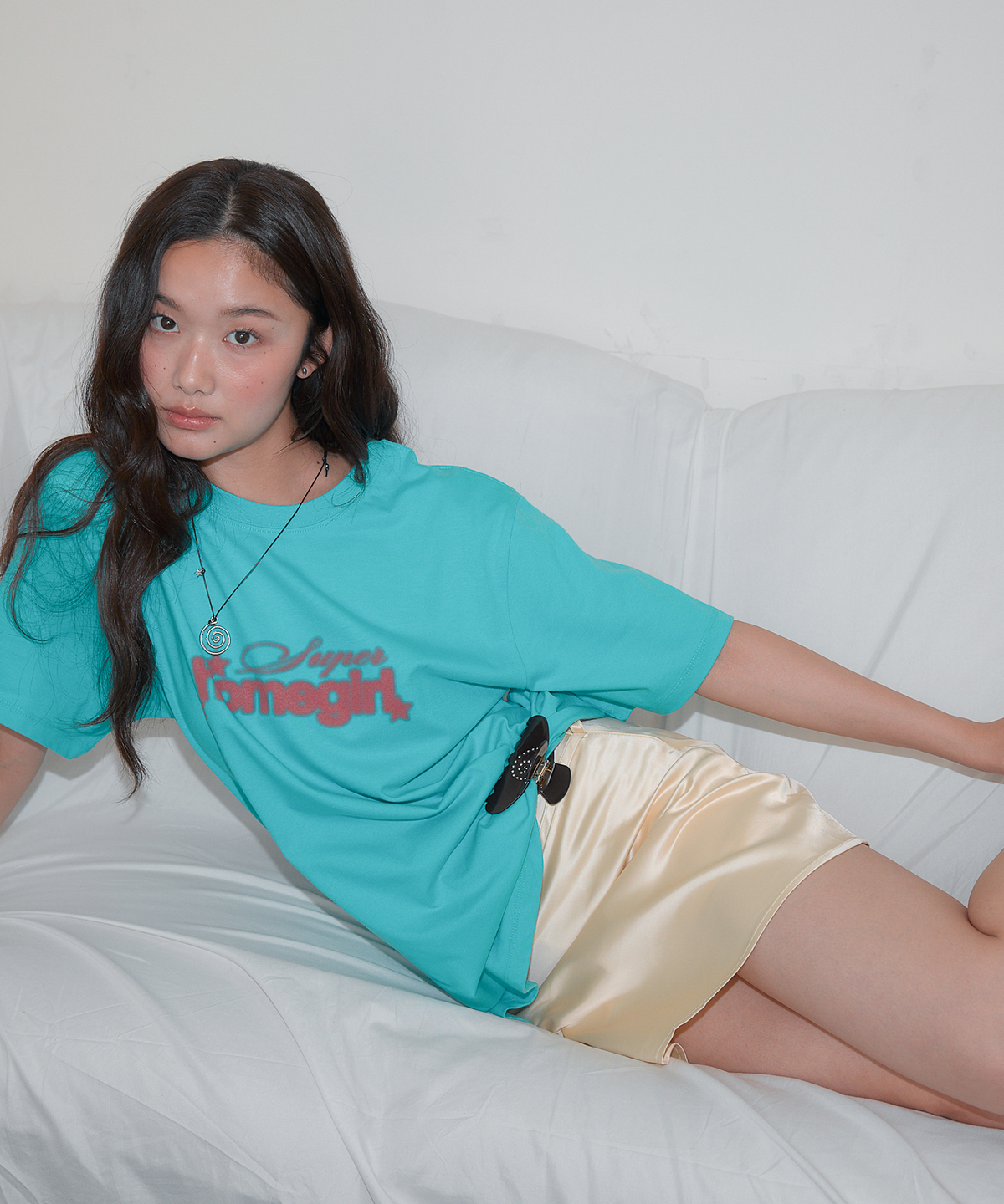 홈바디띵즈(HOMEBODY THINGS) Belted Satin Mini Skort (LIGHT YELLOW)