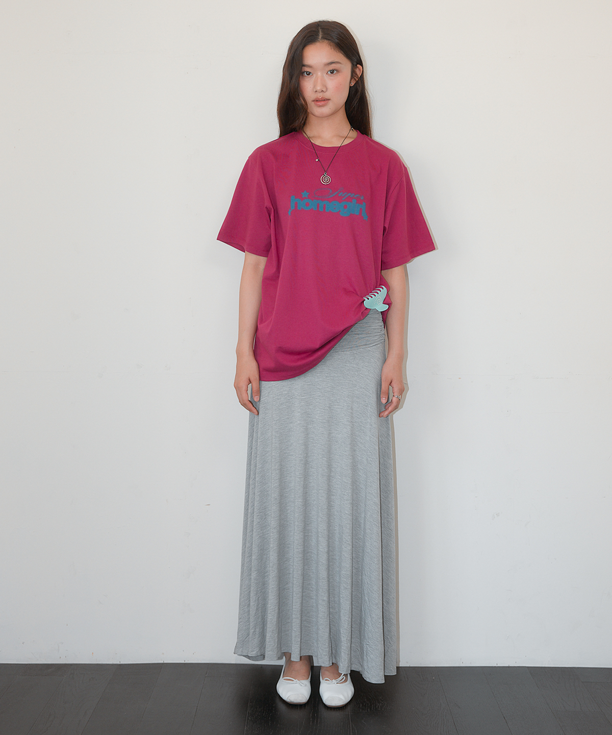 홈바디띵즈(HOMEBODY THINGS) Cotton Shirring Long Skirt (GRAY)