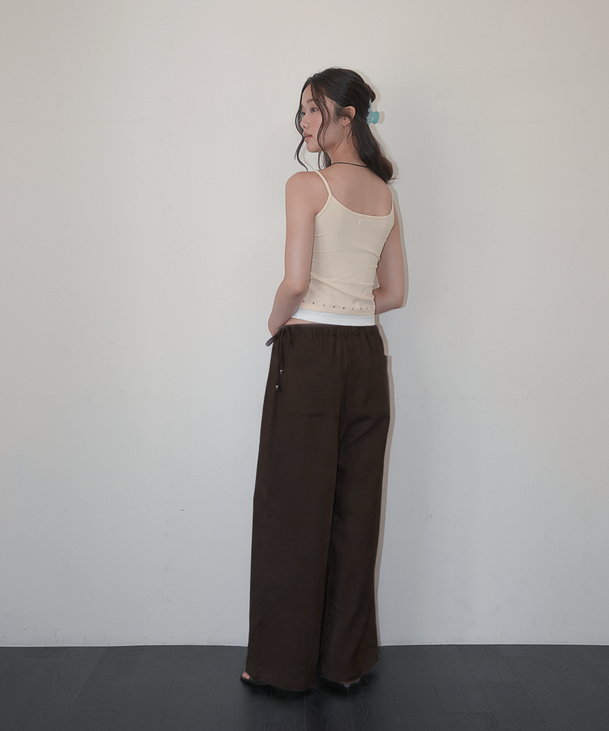 홈바디띵즈(HOMEBODY THINGS) Linen Wide String Pants (BROWN)