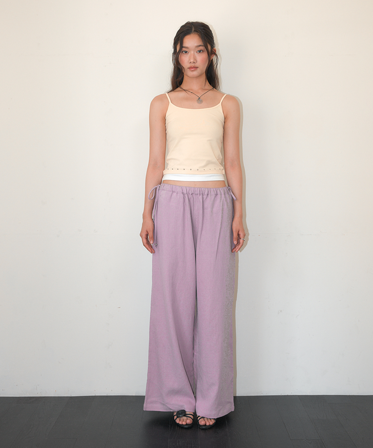 홈바디띵즈(HOMEBODY THINGS) Linen Wide String Pants (PURPLE)