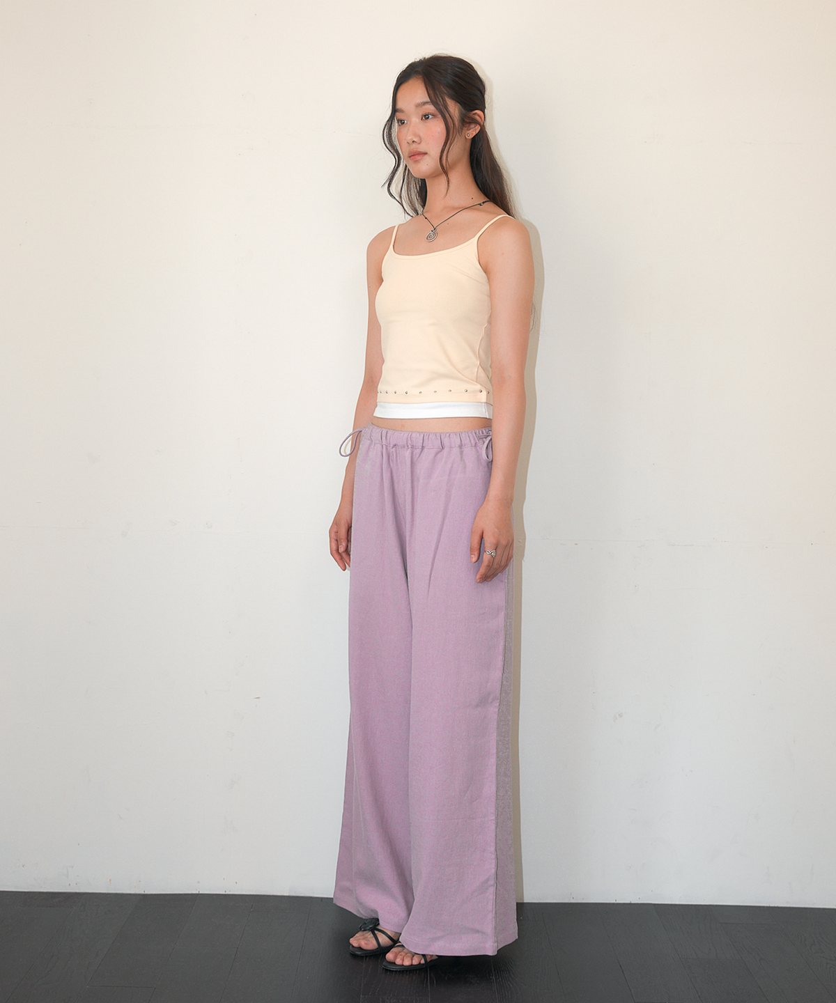 홈바디띵즈(HOMEBODY THINGS) Linen Wide String Pants (PURPLE)