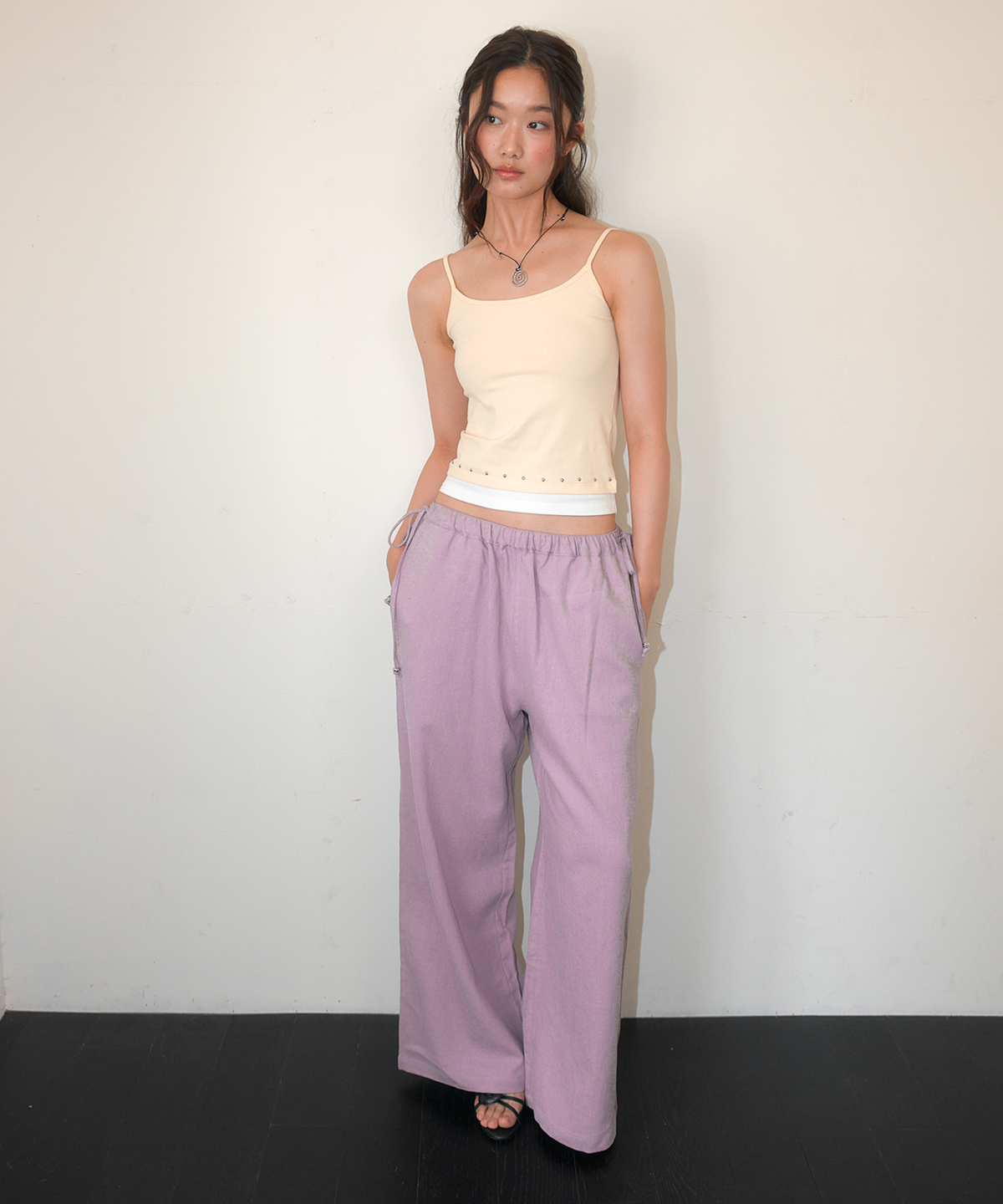 홈바디띵즈(HOMEBODY THINGS) Linen Wide String Pants (PURPLE)