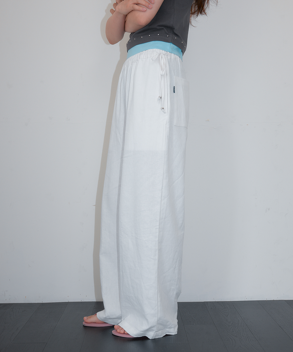 홈바디띵즈(HOMEBODY THINGS) Linen Wide String Pants (IVORY)