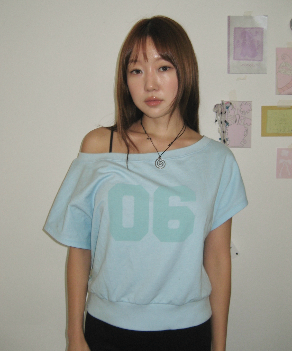 홈바디띵즈(HOMEBODY THINGS) One -Shoulder T-Shirt (MINT)