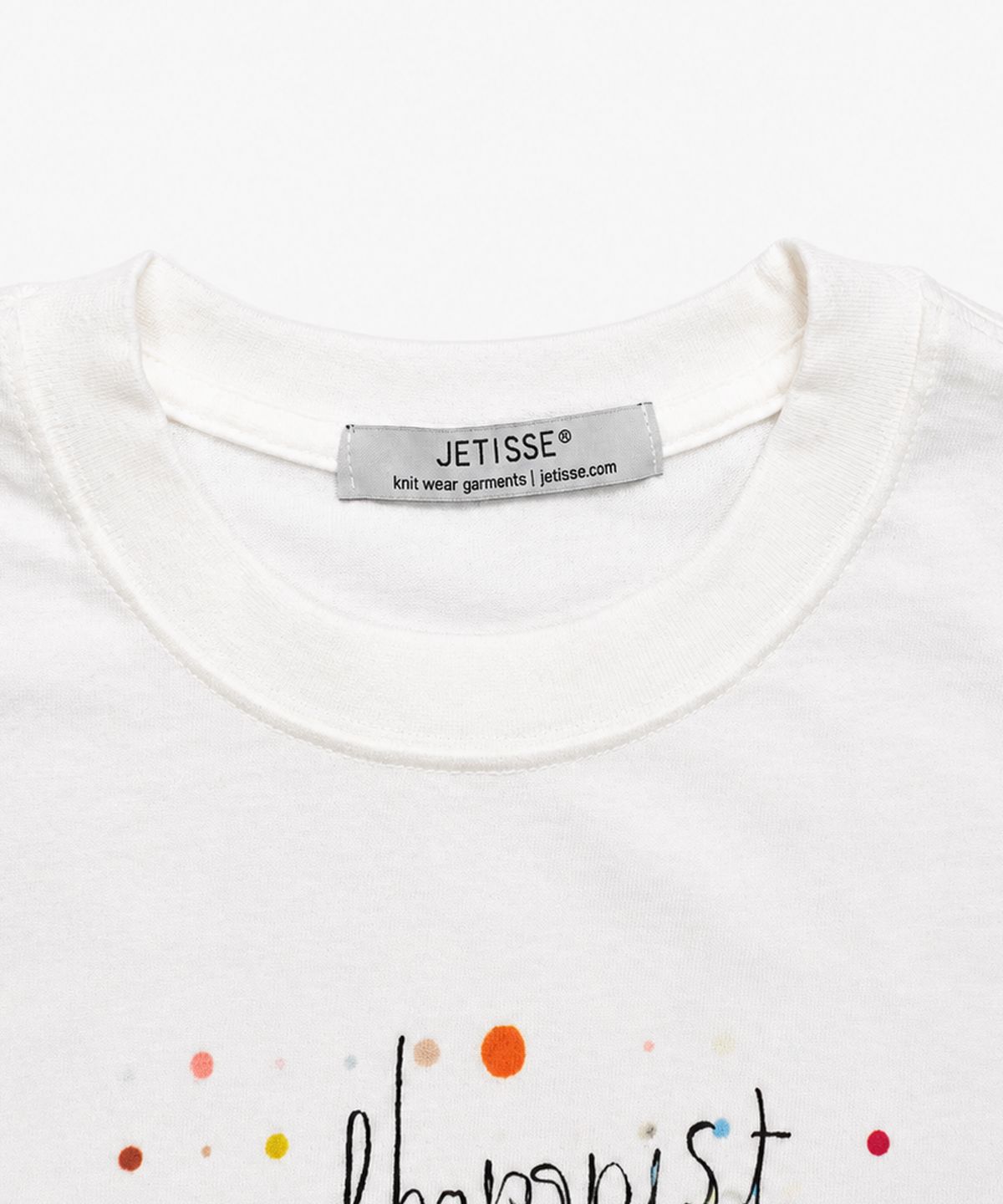 쥬티스(JETISSE) 레터링 도트 크롭 슬리브