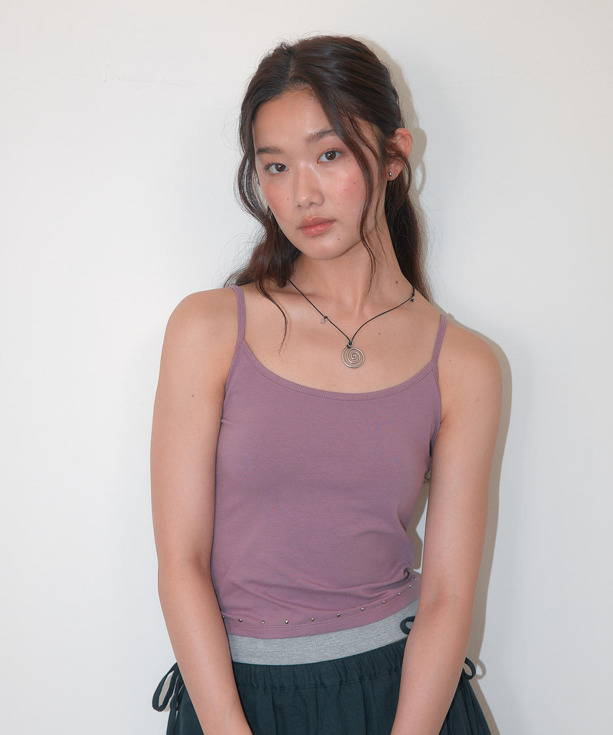 홈바디띵즈(HOMEBODY THINGS) Layered Studded Sleeveless (PURPLE - GREY)