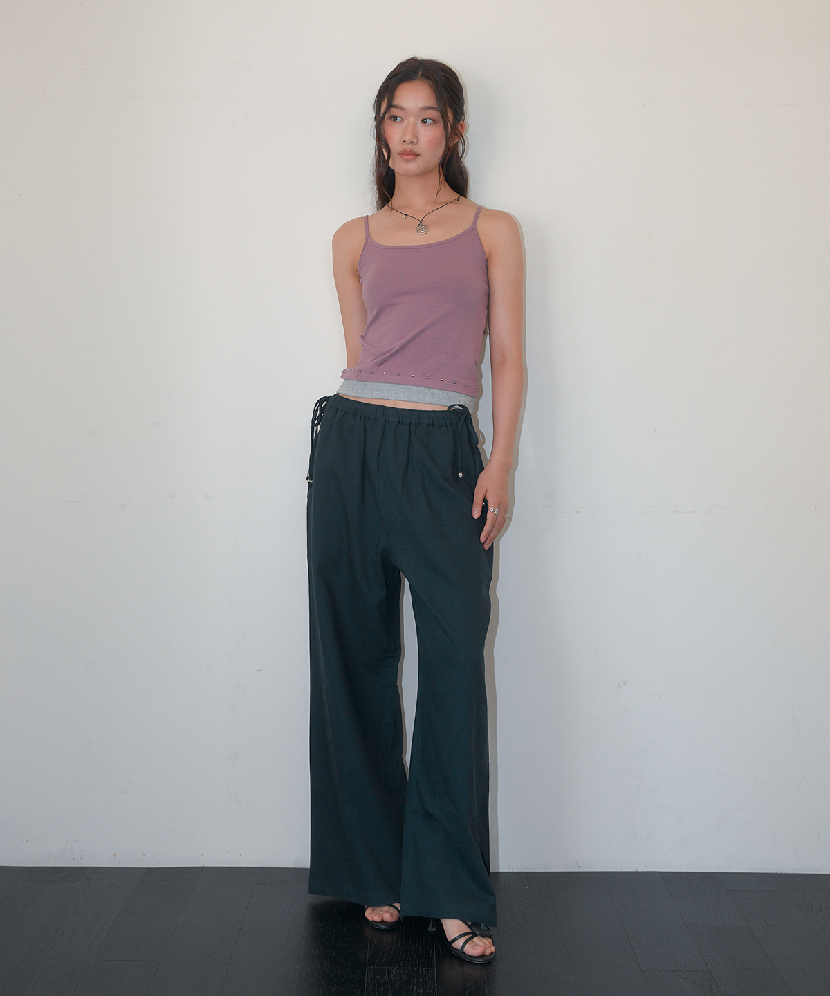 홈바디띵즈(HOMEBODY THINGS) Layered Studded Sleeveless (PURPLE - GREY)