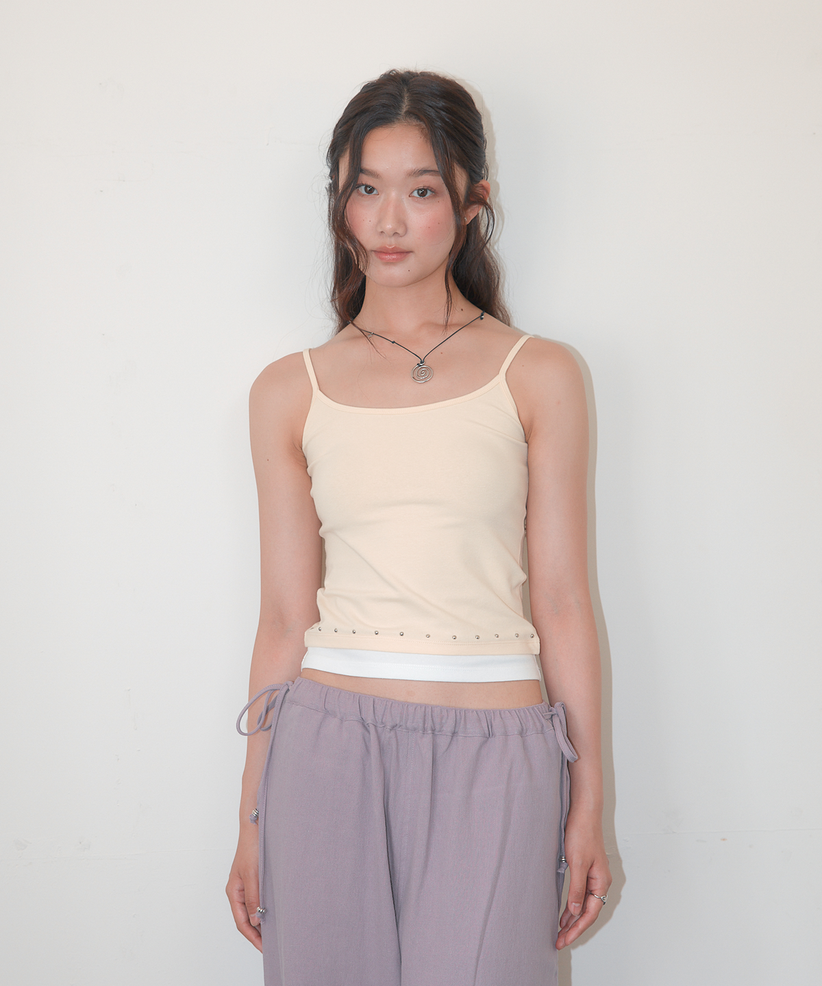 홈바디띵즈(HOMEBODY THINGS) Layered Studded Sleeveless (LIGHT YELLOW - IVORY)