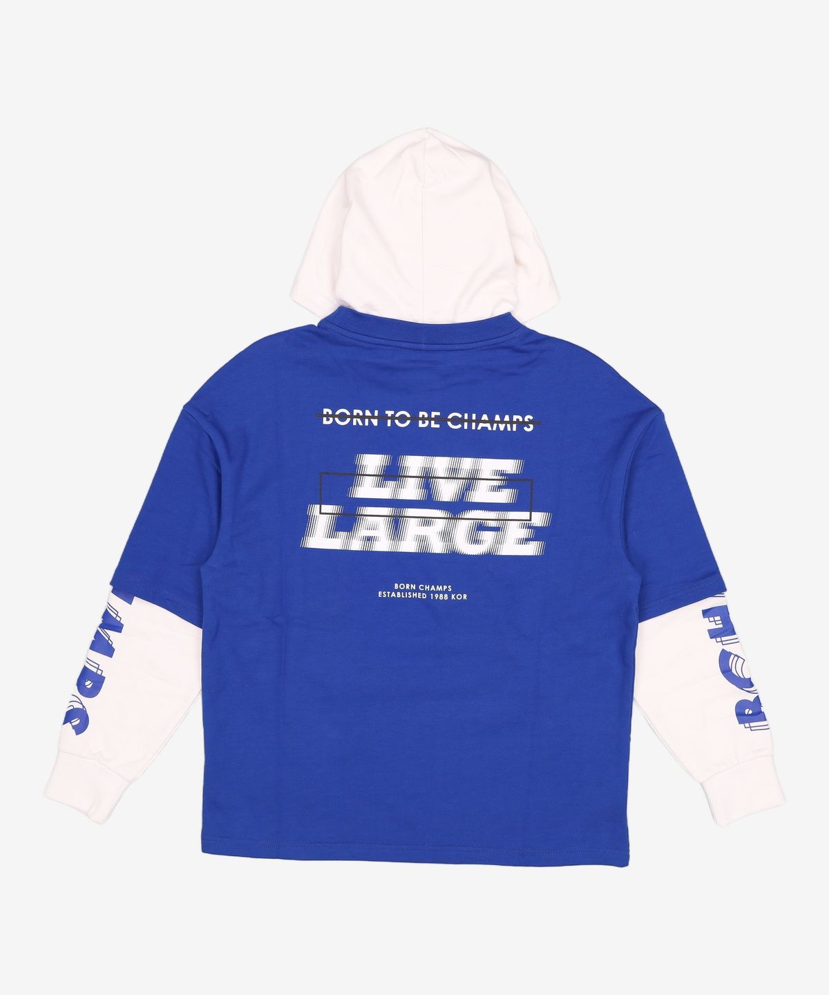 본챔스(BORN CHAMPS) LIVE LARGE LAYERED HOOD BLUE CEQAMHD05BL S