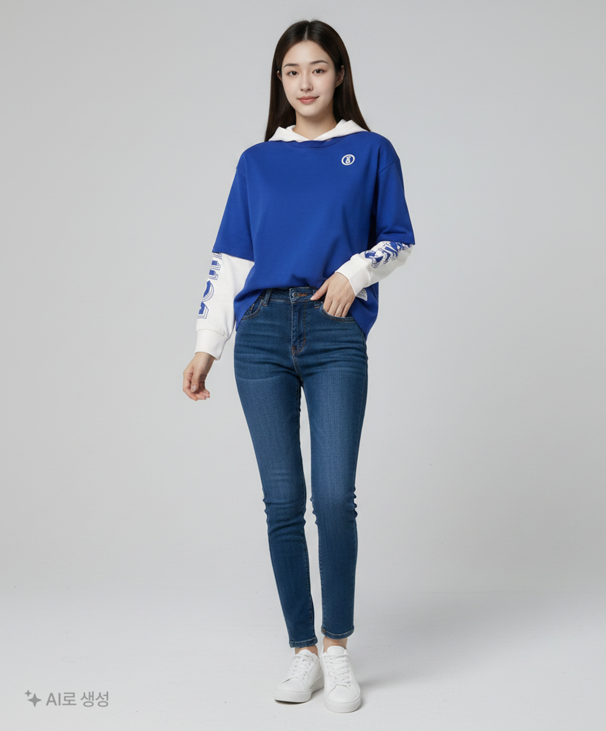 본챔스(BORN CHAMPS) LIVE LARGE LAYERED HOOD BLUE CEQAMHD05BL S