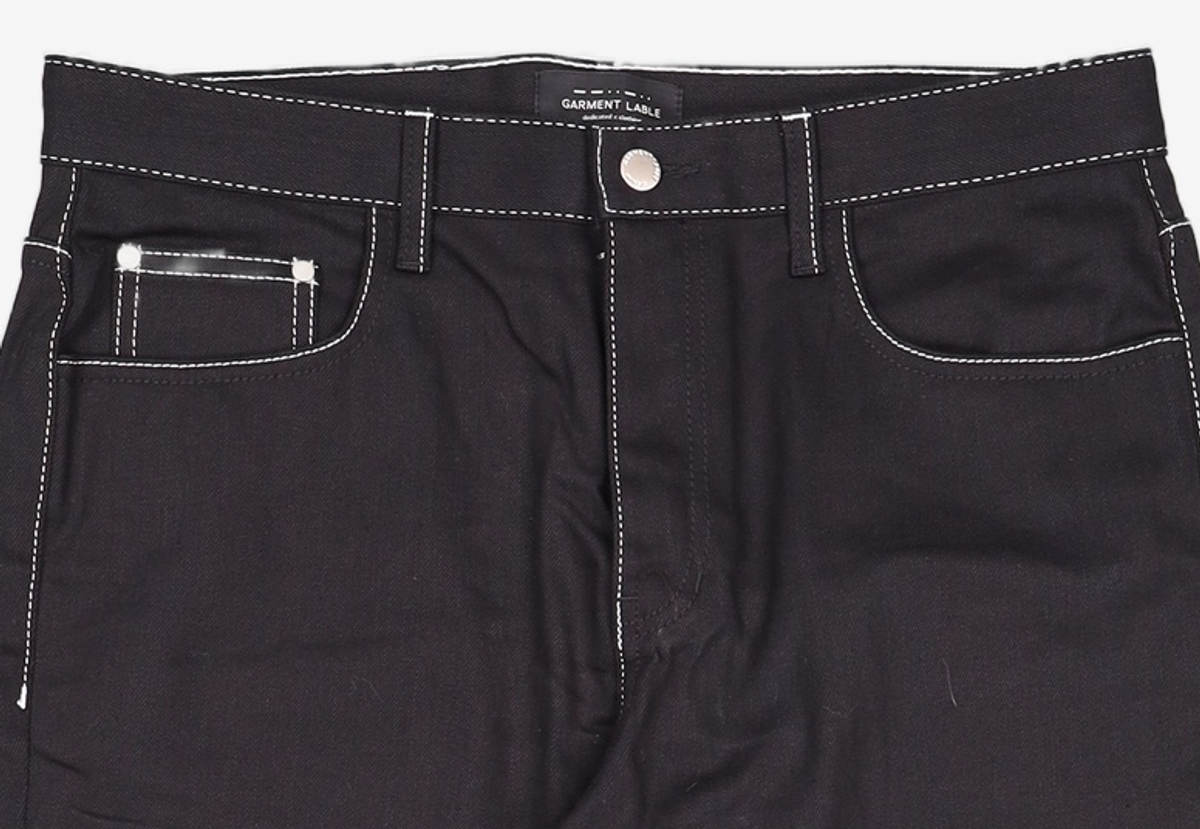 가먼트레이블(GARMENT LABLE) Denim Roll-up Pants - Stitch Black XL