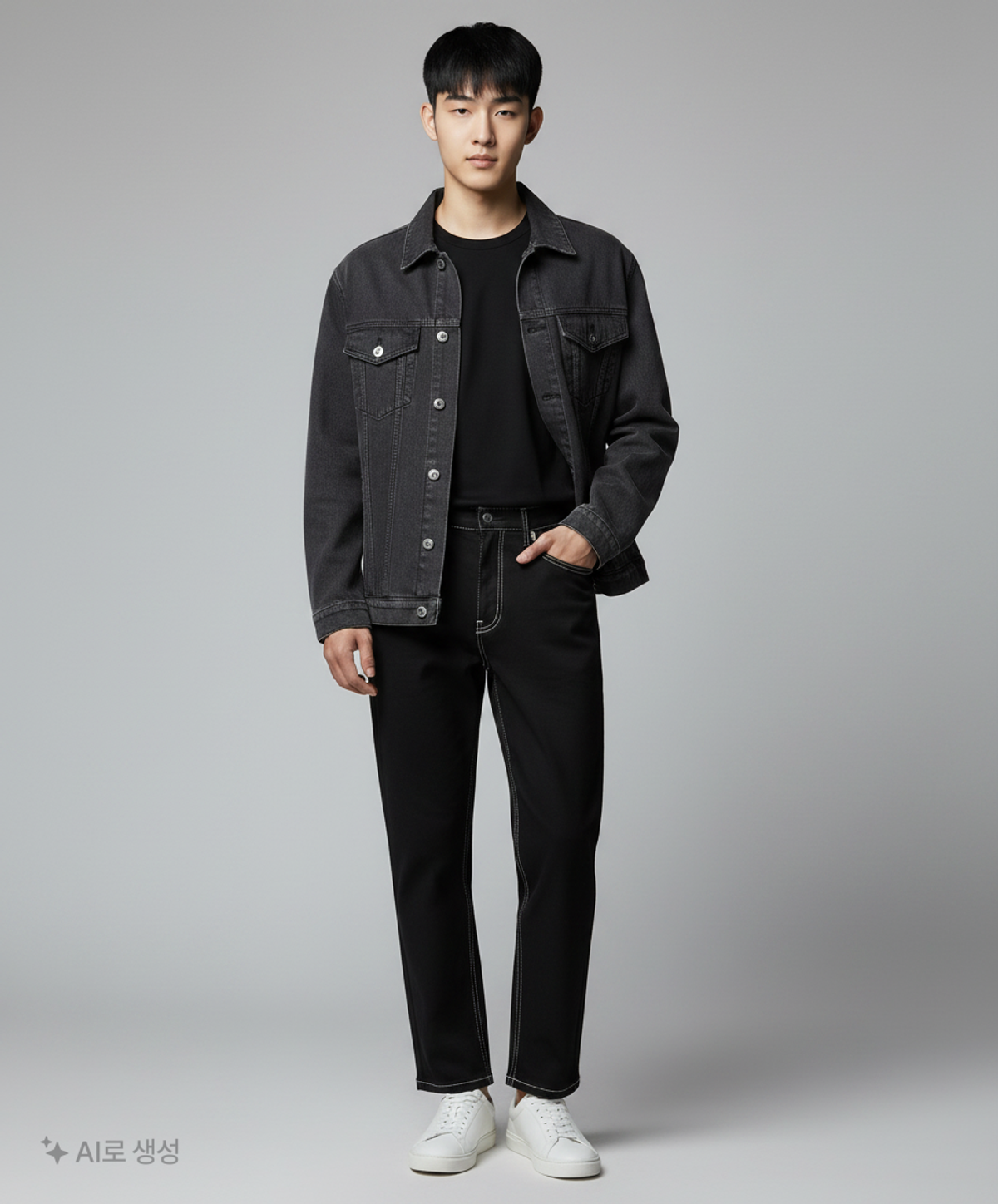 가먼트레이블(GARMENT LABLE) Denim Roll-up Pants - Stitch Black XL