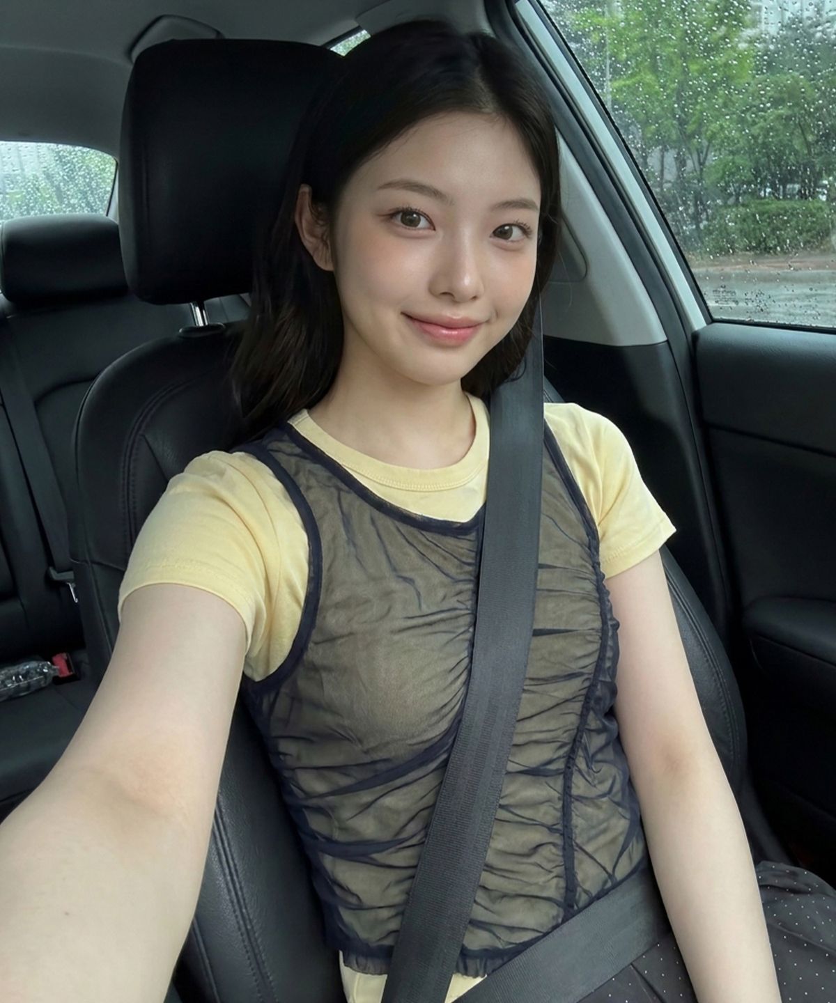 로우그(RAWGUE) 시폰 레이어드 세트 티셔츠_레몬