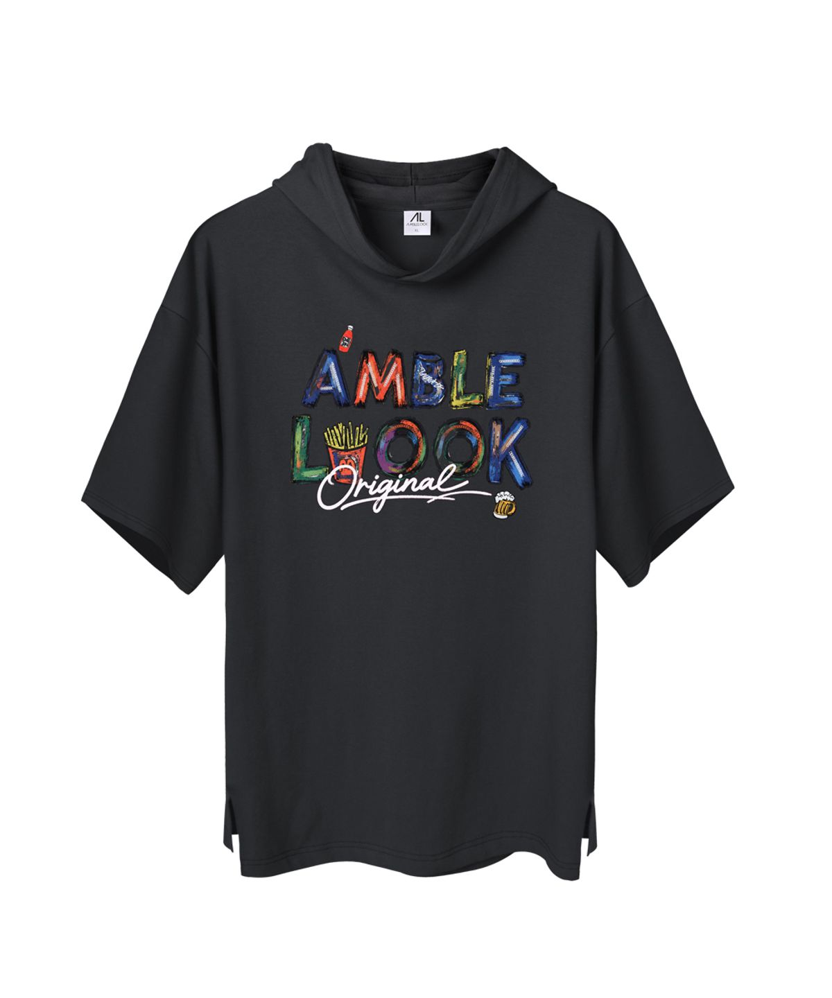 엠블룩(AMBLELOOK) 프리미엄 면스판 후드반팔티 크레파스 (2color)