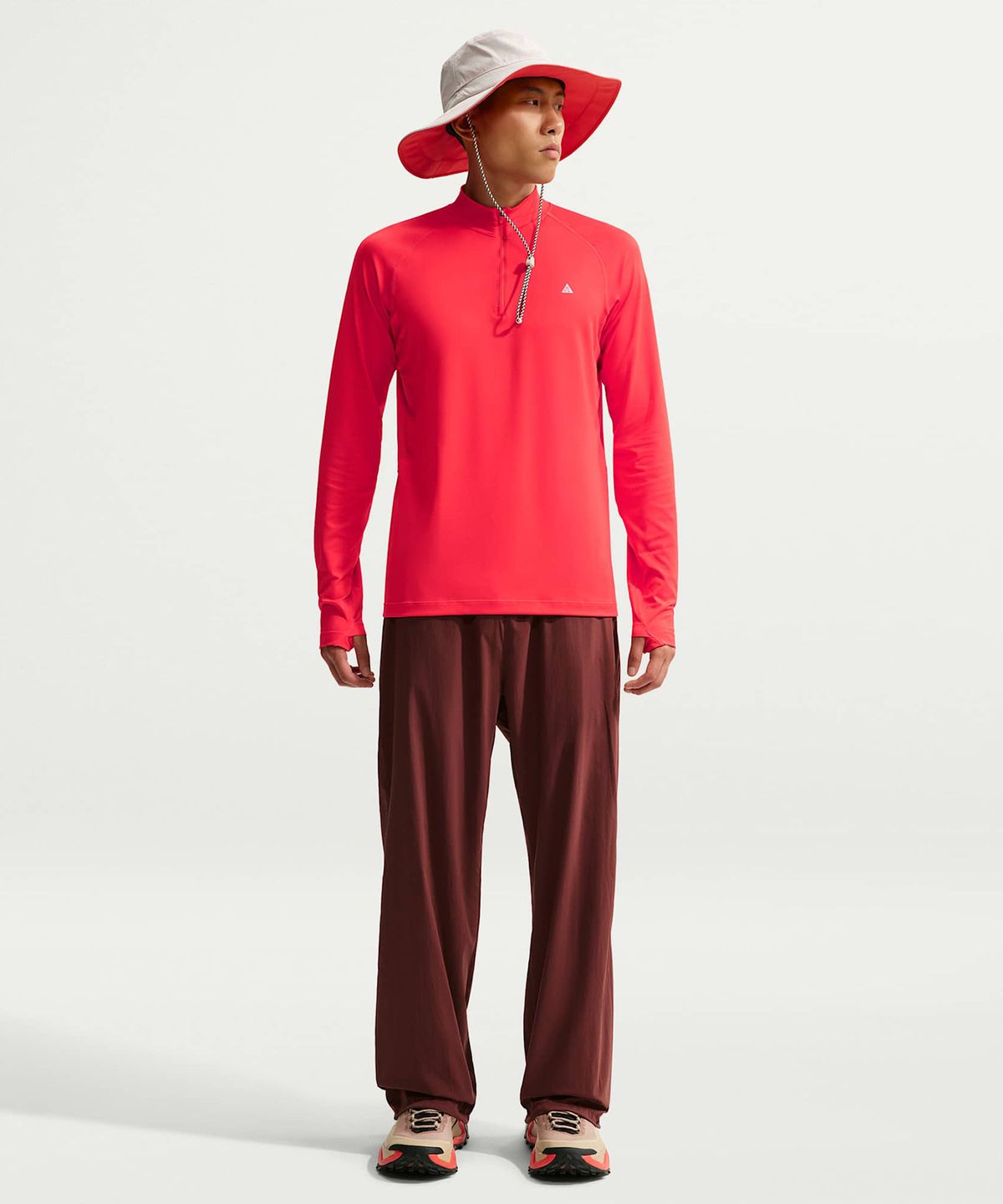 나이키(NIKE) ACG 와일드씨 드라이 핏 쿼터집 긴소매 하이킹 탑 M - 라이트 크림슨:서밋 화이트 / IM4224-696