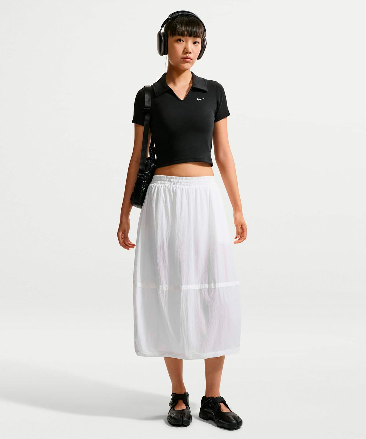 나이키(NIKE) 스포츠웨어 타이트 크롭 폴로 W - 블랙:화이트 / IO2730-010