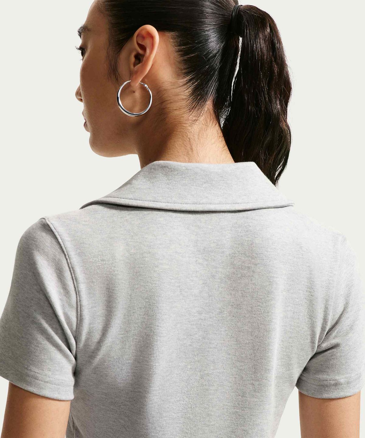 나이키(NIKE) 스포츠웨어 타이트 크롭 폴로 W - 울프 그레이:헤더:화이트 / IO2730-012