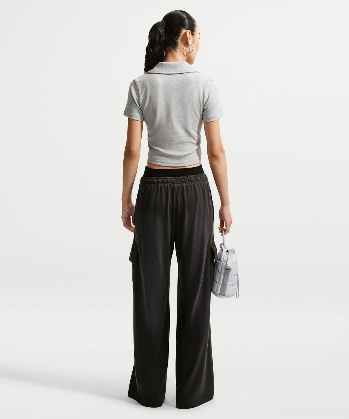 나이키(NIKE) 스포츠웨어 타이트 크롭 폴로 W - 울프 그레이:헤더:화이트 / IO2730-012