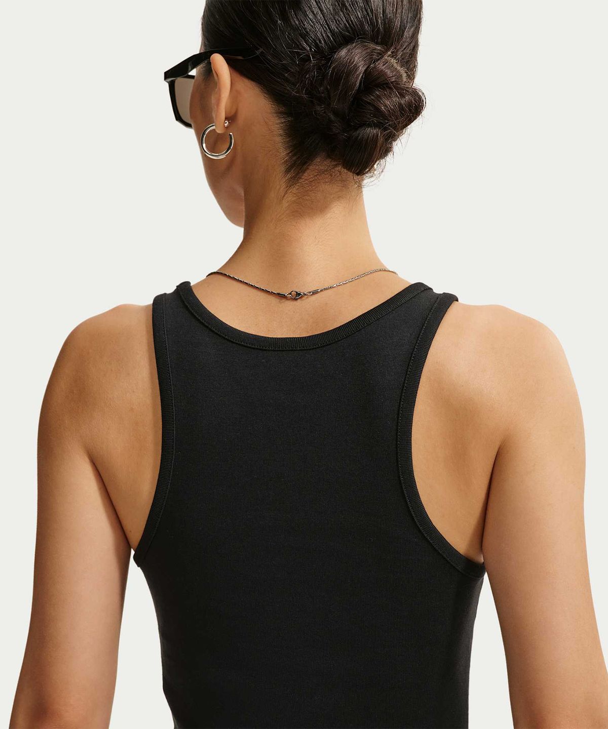 나이키(NIKE) 스포츠웨어 타이트 크롭 탱크 탑 W - 블랙:화이트:메탈릭 실버 / IQ3163-010