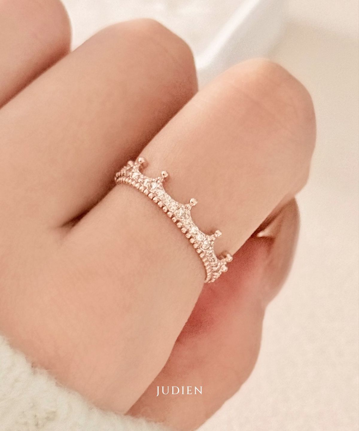 주디엔(JUDIEN) 14k 18k 프티 크라운 왕관 큐빅 반지