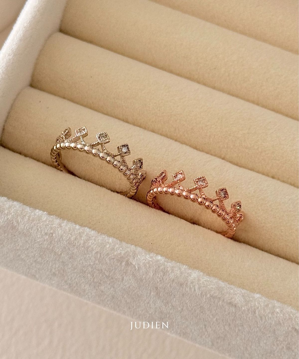 주디엔(JUDIEN) 14k 18k 티아르 왕관 큐빅 반지