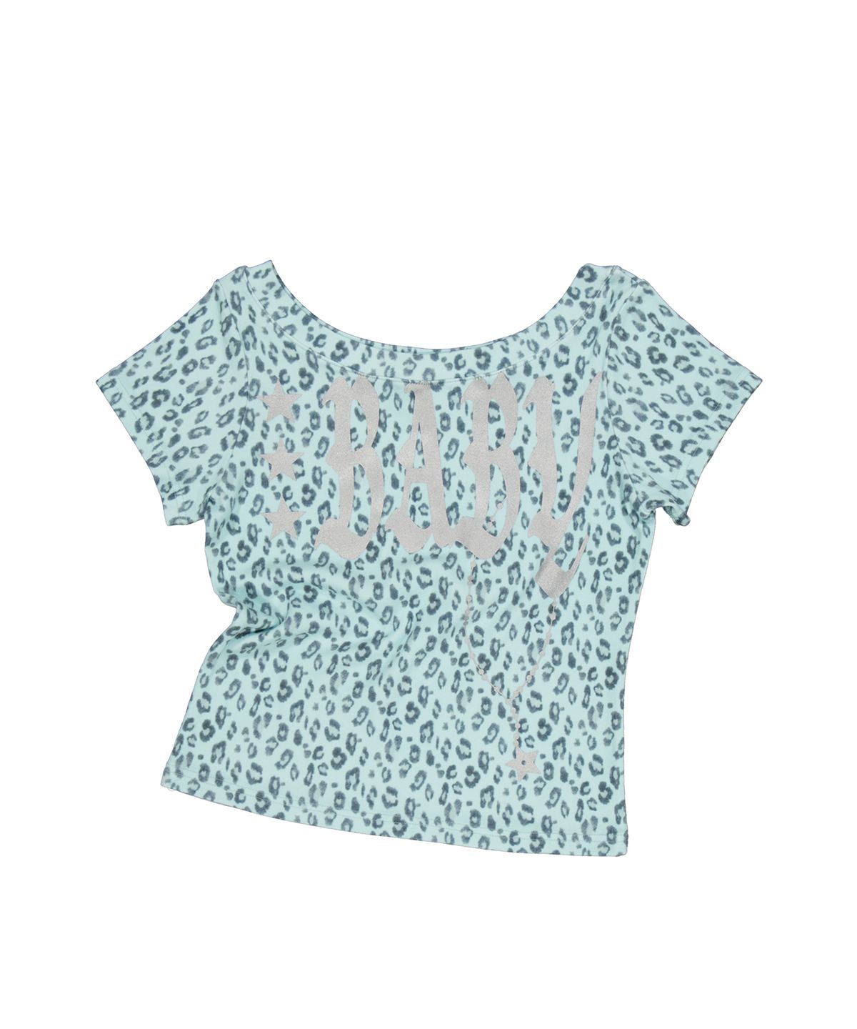 셋업이엑스이(SETUP-EXE) BABY WIDE NECK TOP / LEOPARD MINT