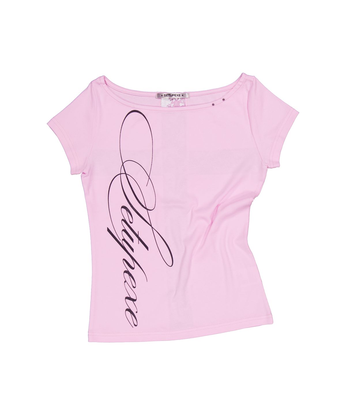 셋업이엑스이(SETUP-EXE) LACE CROSS T-SHIRT / PINK