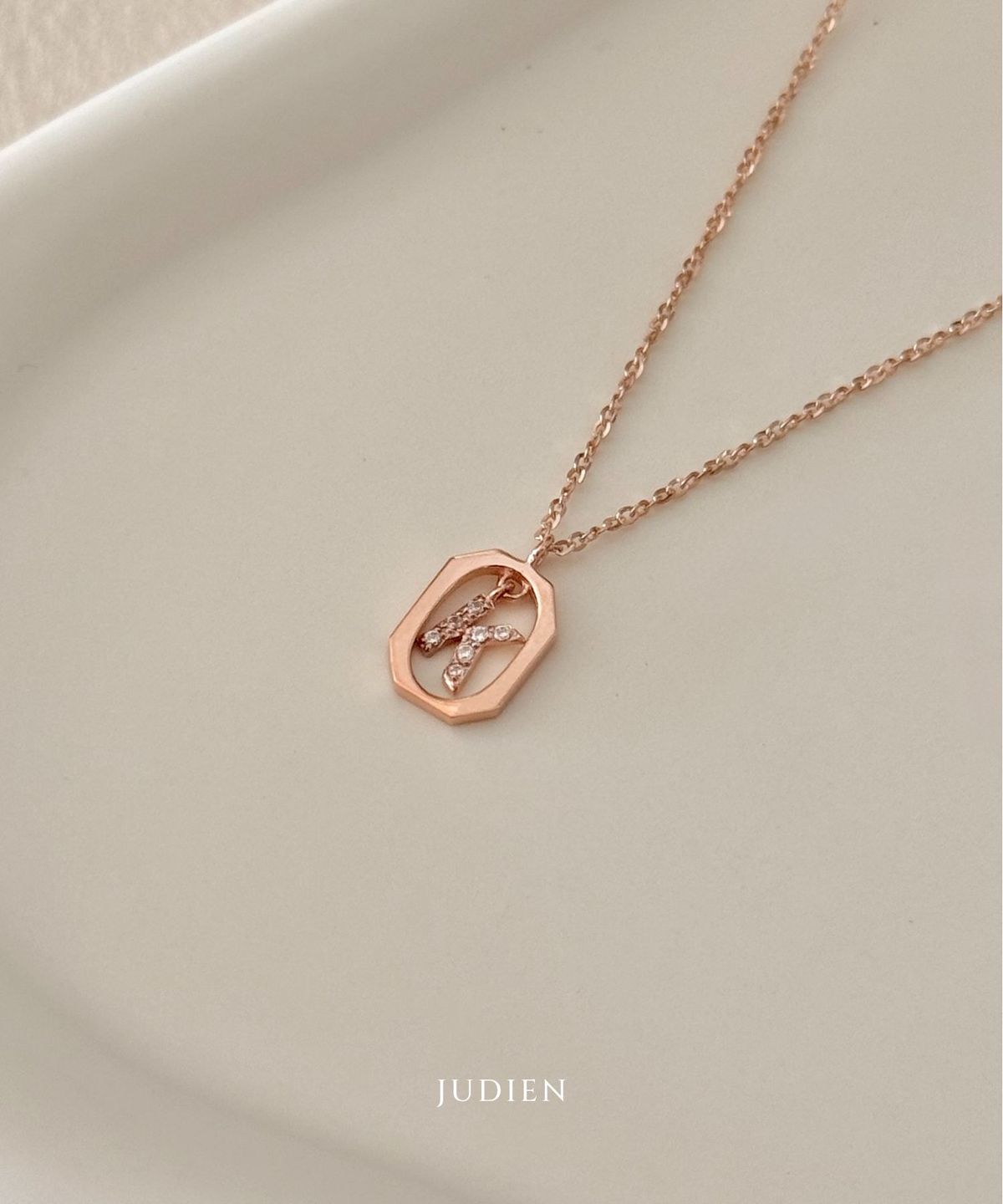 주디엔(JUDIEN) 14k 18k 이니셜 알파벳 랩다이아 목걸이