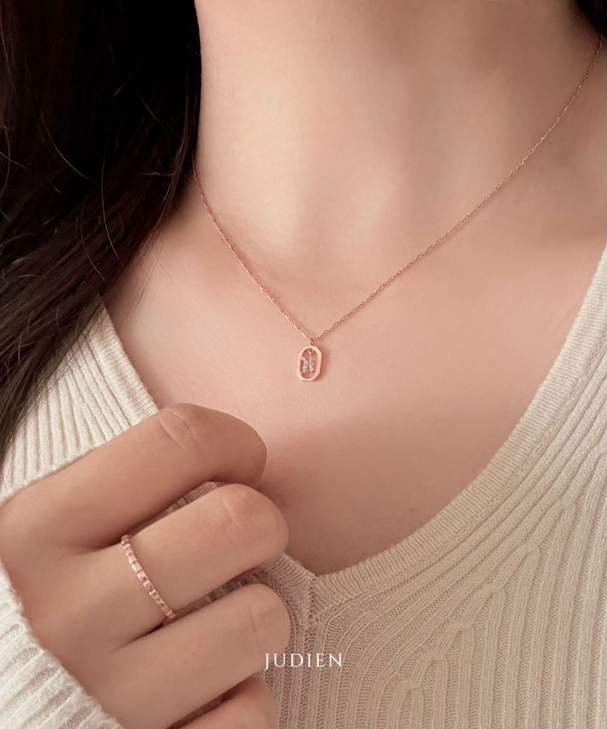 주디엔(JUDIEN) 14k 18k 이니셜 알파벳 랩다이아 목걸이