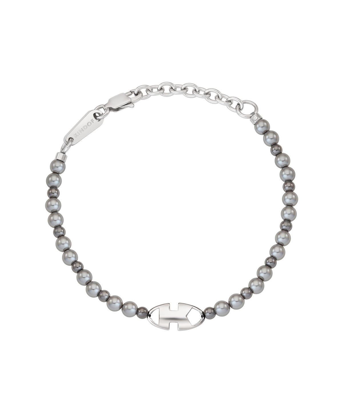 카인드오브(KINDOF) 엠블럼 진주 팔찌_그레이 Emblem pearl Bracelet_ Gray