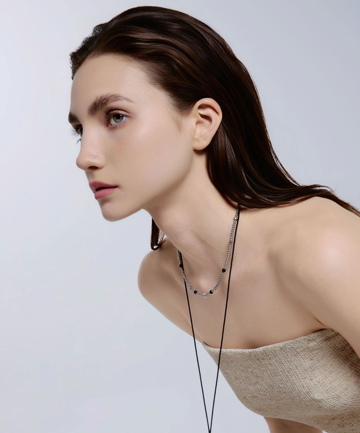카인드오브(KINDOF) 샤인 비드 목걸이_실버 Shine beads Necklace_silver