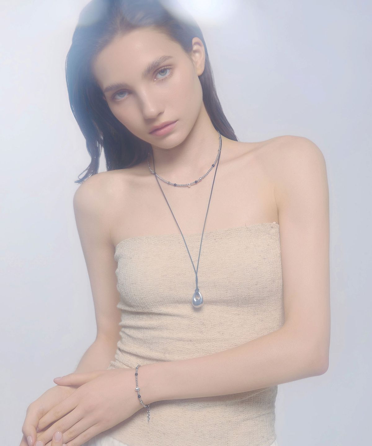 카인드오브(KINDOF) 샤인 비드 목걸이_실버 Shine beads Necklace_silver