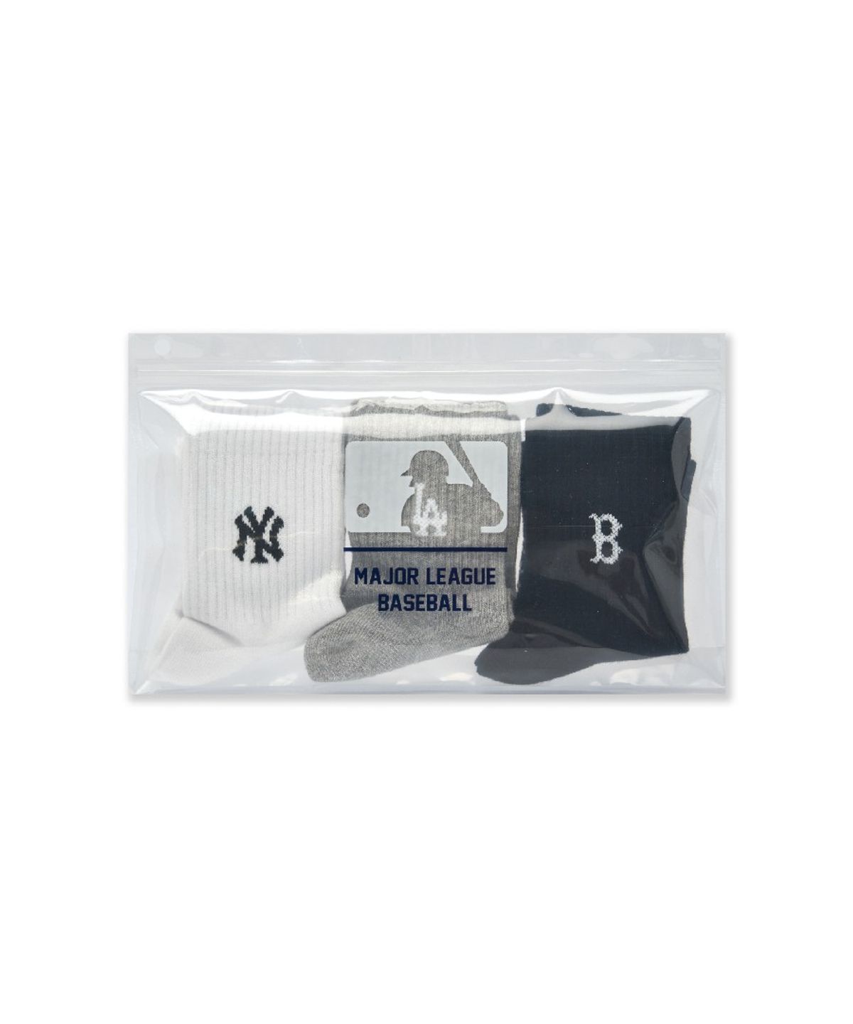 엠엘비(MLB) 데일리 스몰로고 중목양말 3족세트 MLB (Melange Grey)