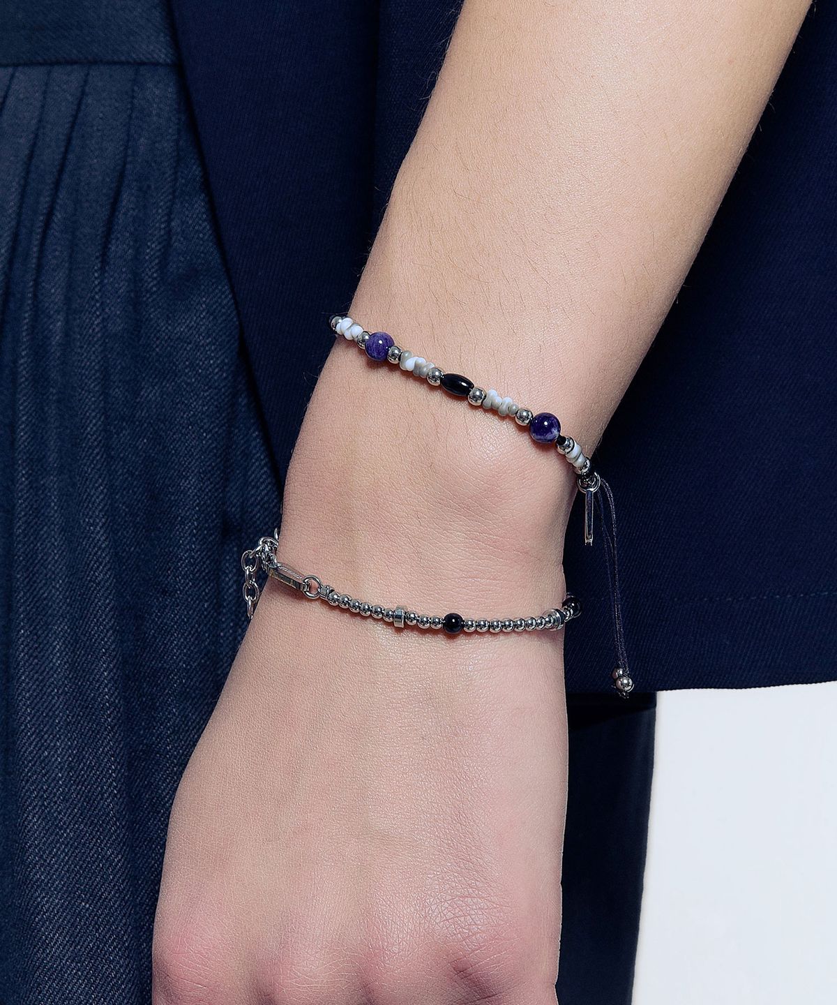 카인드오브(KINDOF) 샤인 비드 팔찌_실버 Shine beads Necklace_silver