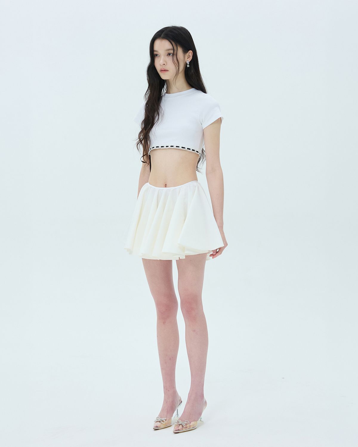 러뷰이(LOVUEE) 멀티서클 스커트 화이트