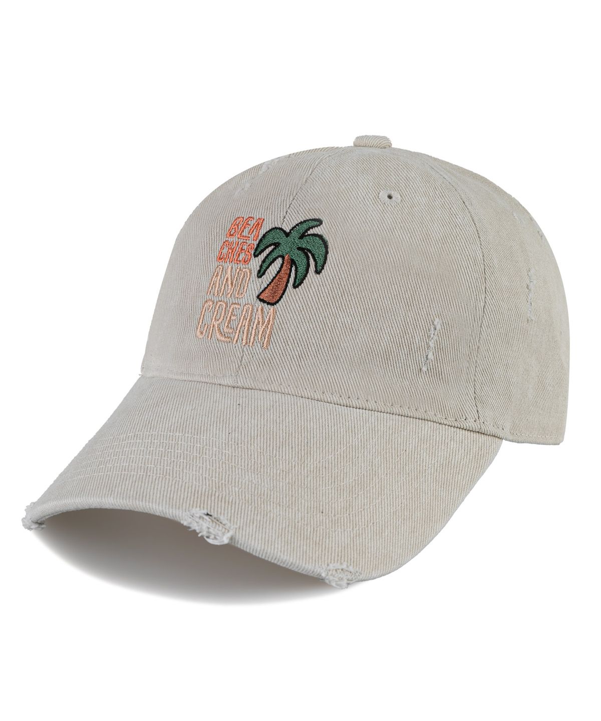 비치스앤크림(BEACHESANDCREAM) Palm Tree Pigment Damage Ball cap-light beige