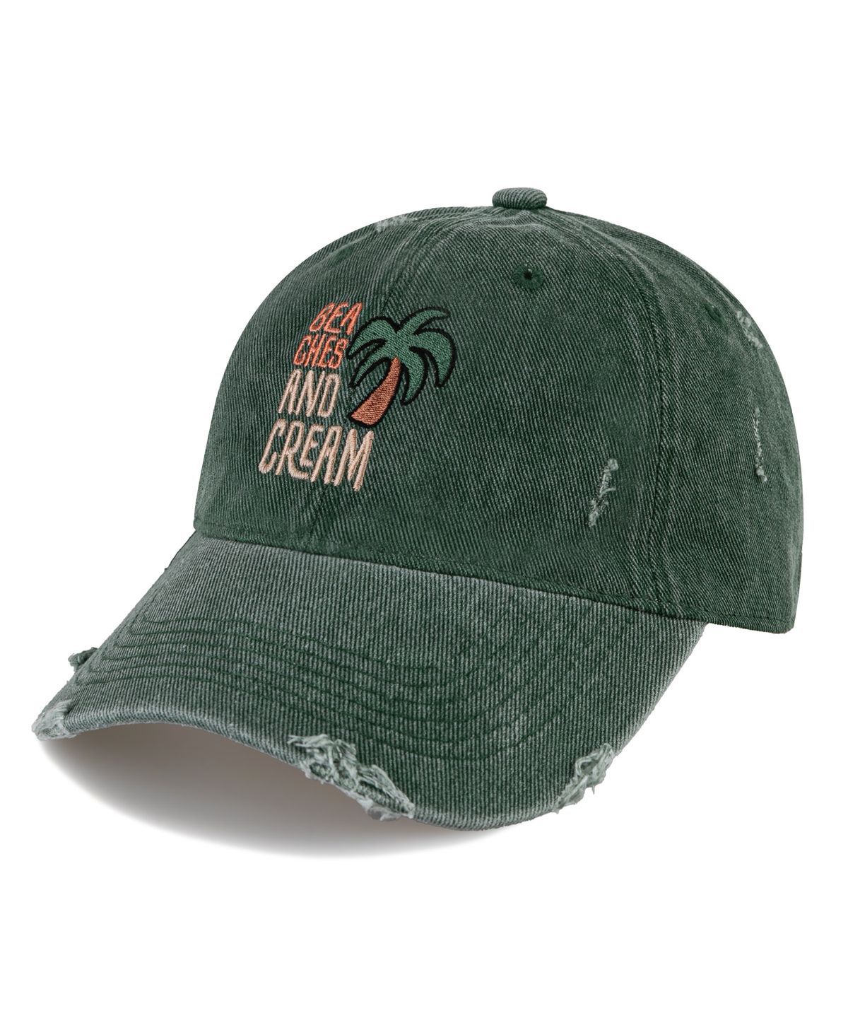 비치스앤크림(BEACHESANDCREAM) Palm Tree Pigment Damage Ball cap-green