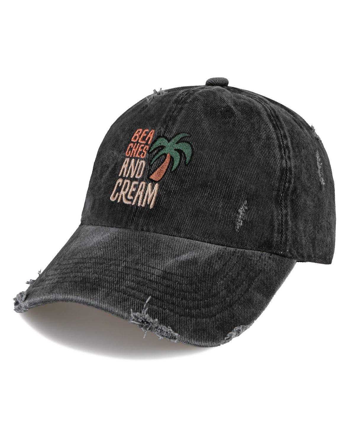 비치스앤크림(BEACHESANDCREAM) Palm Tree Pigment Damage Ball cap-charcoal