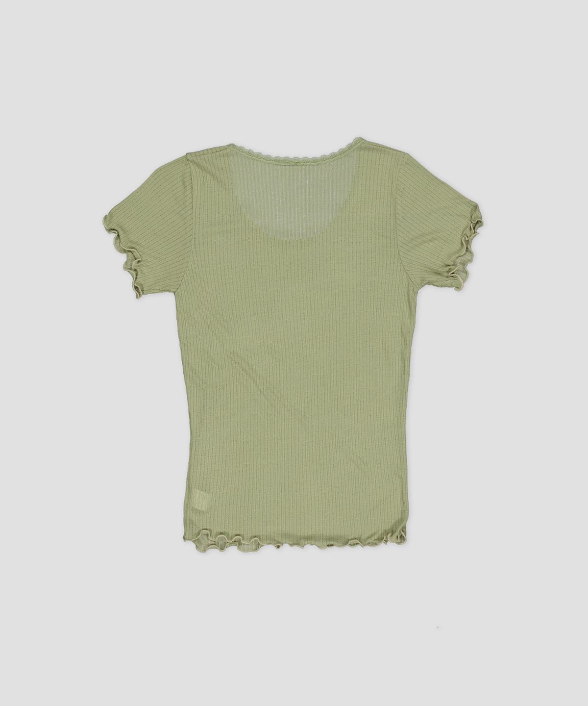 더블씬(DOUBLE SEEN) 레이스 립 반팔 티셔츠_ 세이지