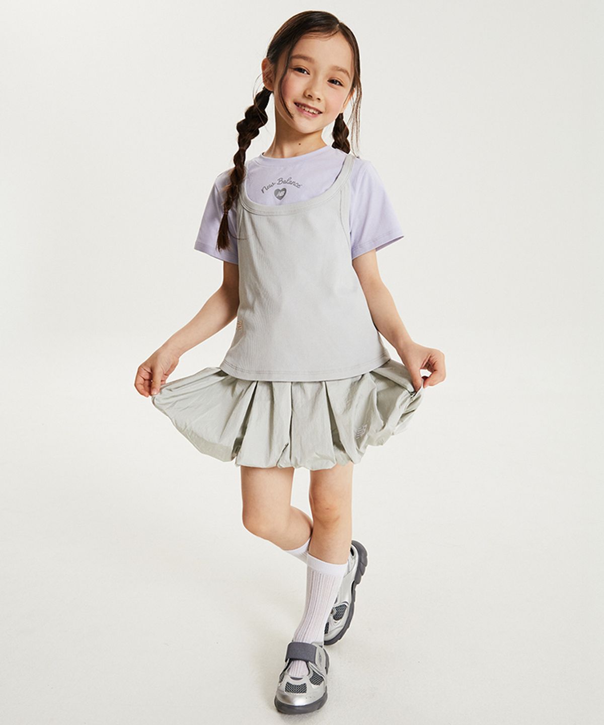 뉴발란스 키즈(NEWBALANCEKIDS) METALIC SUMMER_여아 나시 레이어드 반팔티 NK9EG3762G15