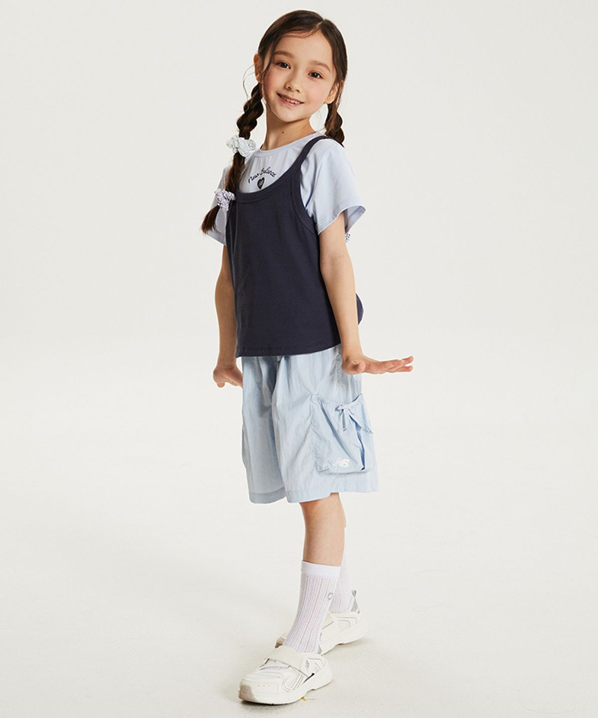 뉴발란스 키즈(NEWBALANCEKIDS) METALIC SUMMER_여아 나시 레이어드 반팔티 NK9EG3762G60