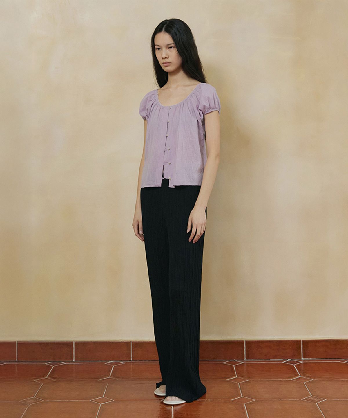 모노크롬(MONOCHROME) wish ribbed pants (black)