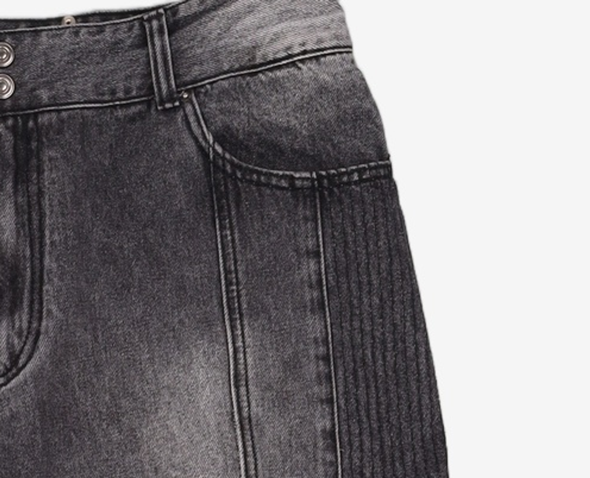 메종미네드(MAISON MINED) INCISION COMMA DENIM PANTS BLACK M