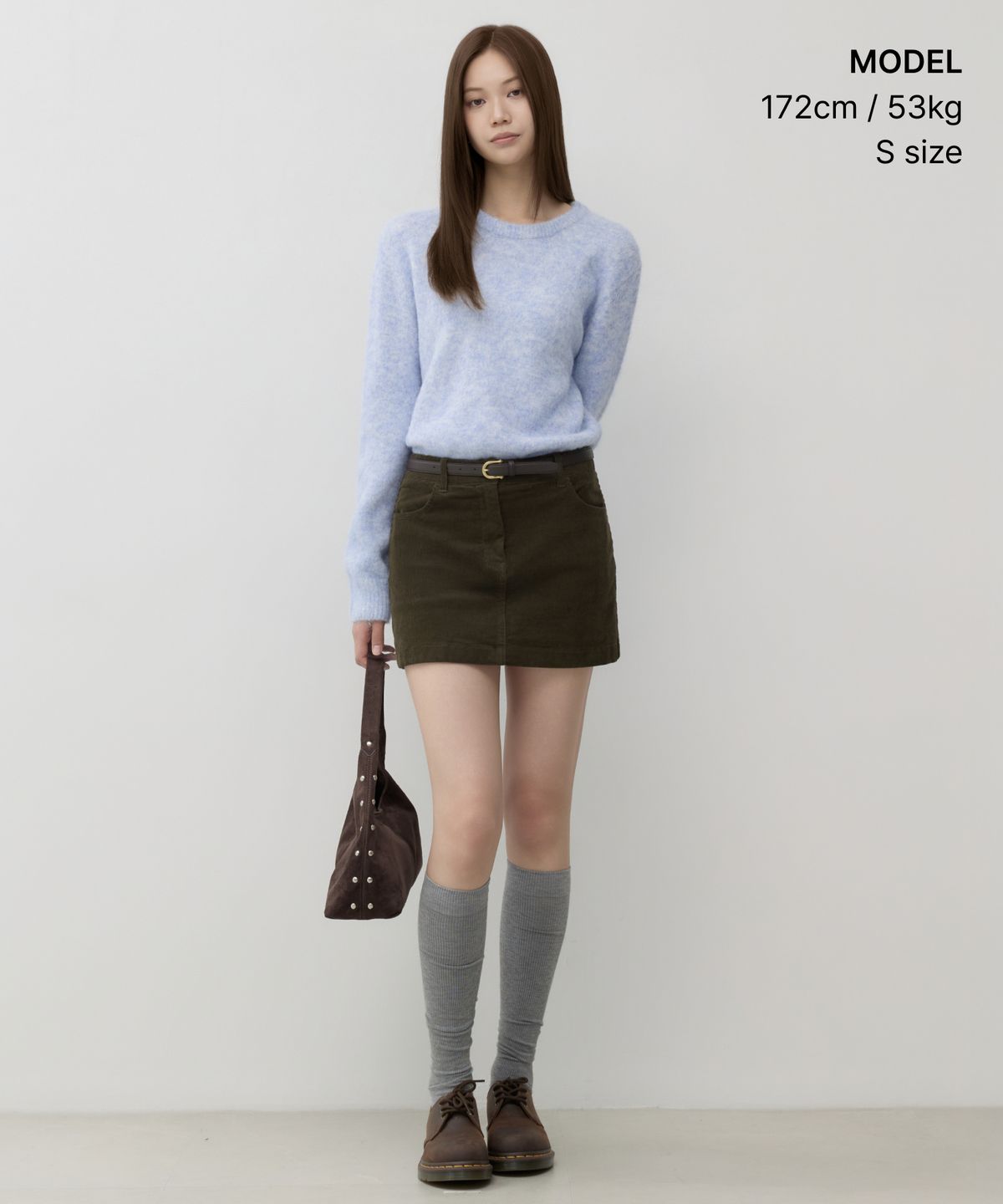 무신사 스탠다드 우먼(MUSINSA STANDARD WOMAN) 우먼즈 헤어리 크루 넥 니트 [페일 블루]