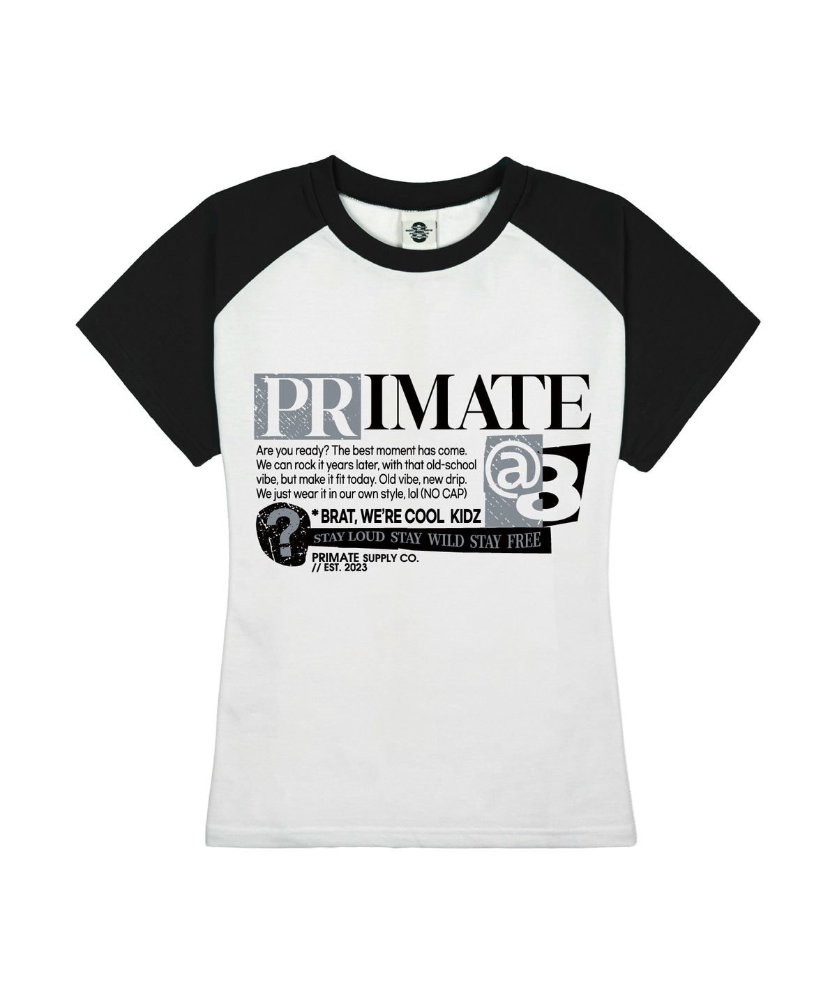 프라임에이트(PRIMATE) PROBLEM 여성 슬림핏 래글런 반팔티셔츠 5 COLORS