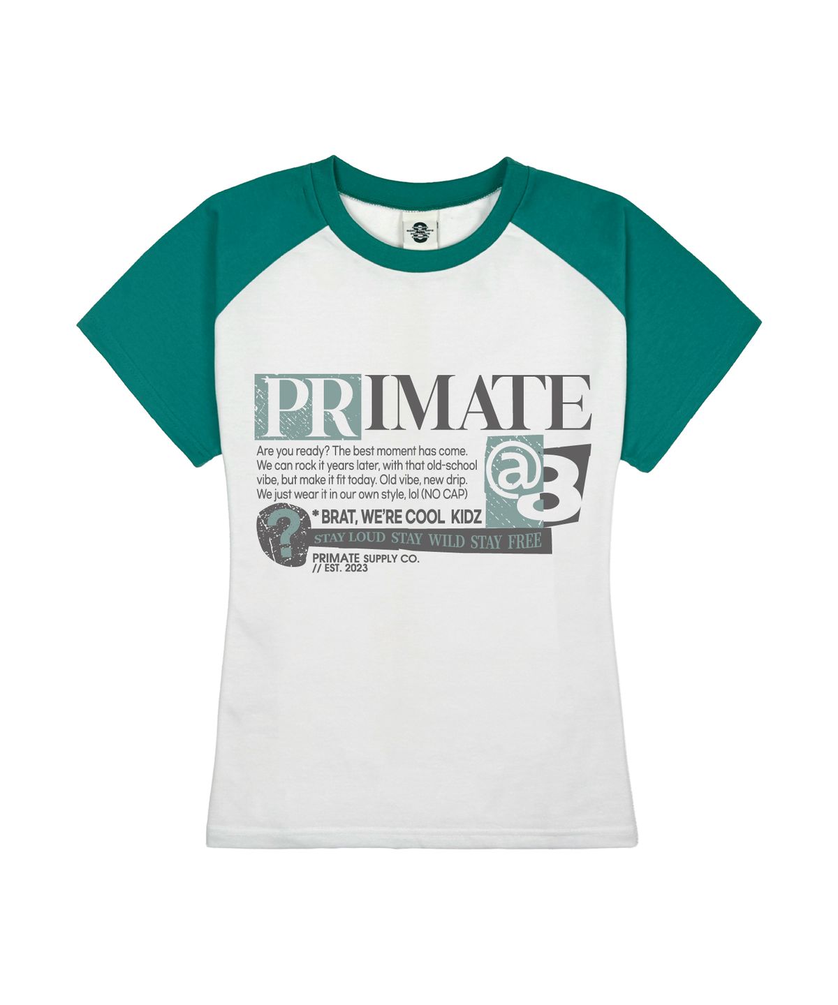 프라임에이트(PRIMATE) PROBLEM 여성 슬림핏 래글런 반팔티셔츠 5 COLORS