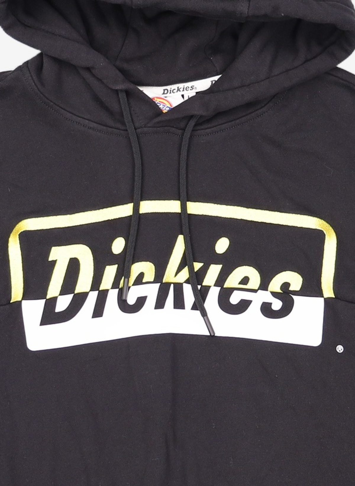 디키즈(DICKIES) 프렌치 테리 리니어 로고 후드 블랙 L