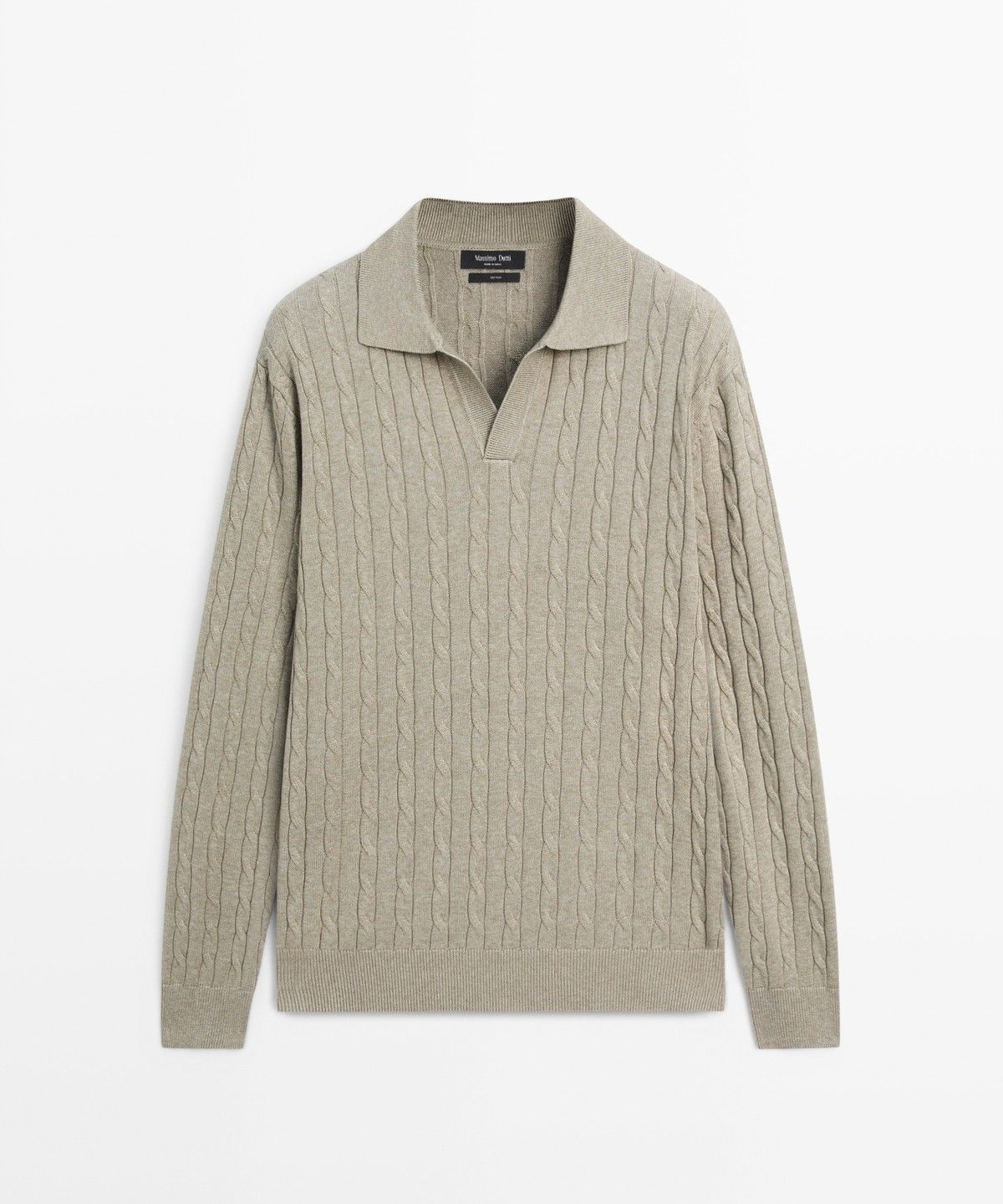 마시모두띠(MASSIMO DUTTI) 100% 코튼 케이블 니트 폴로 스웨터