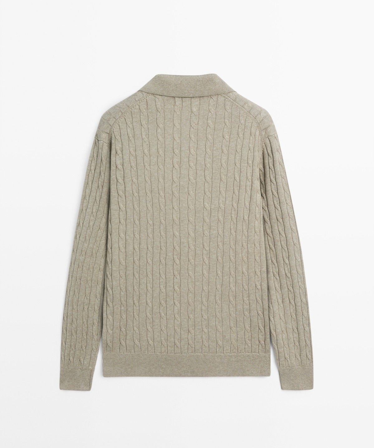 마시모두띠(MASSIMO DUTTI) 100% 코튼 케이블 니트 폴로 스웨터